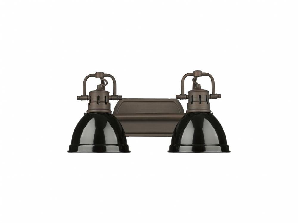 Duncan 2-Light Bath Vanity in Rubbed Bronze with Black