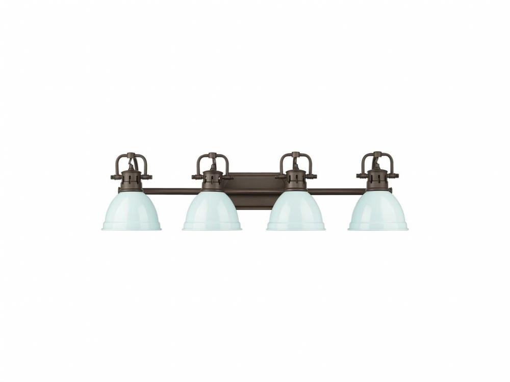 Duncan 4-Light Bath Vanity in Rubbed Bronze with Seafoam