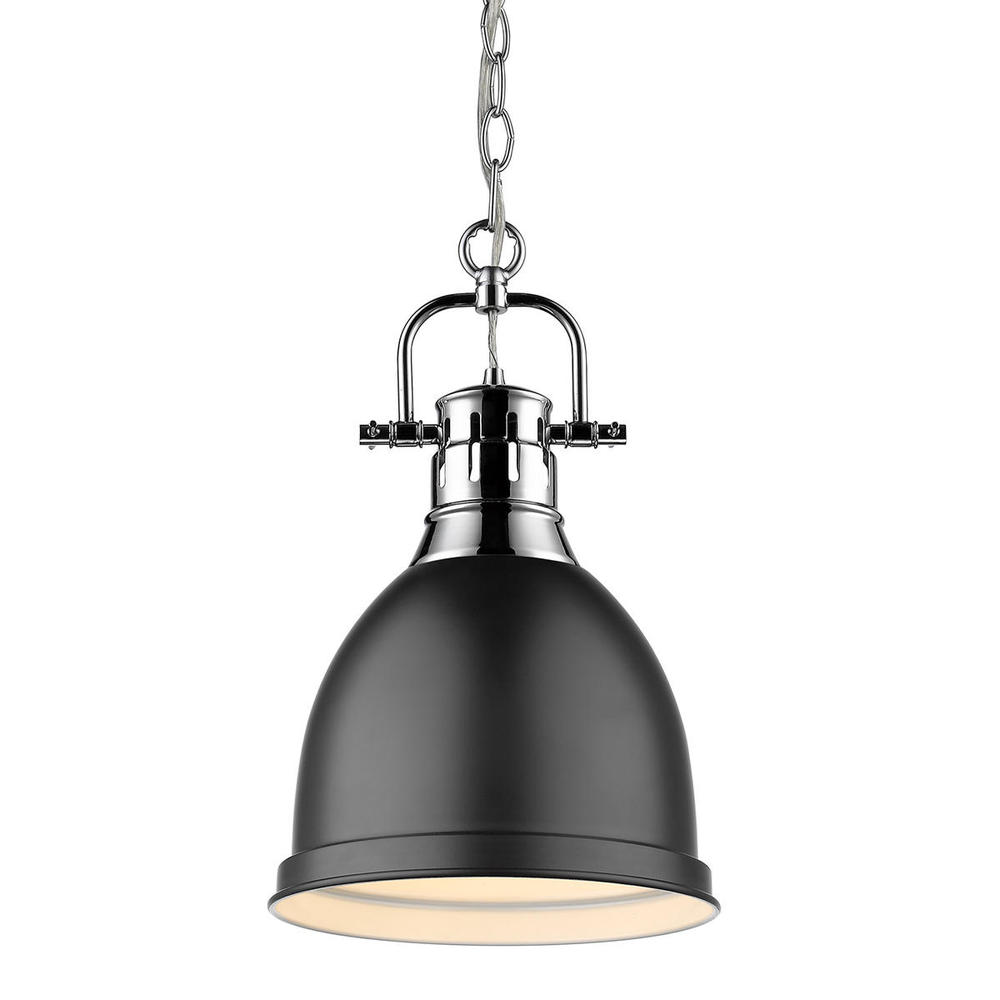 Duncan Small Pendant with Chain in Chrome with Matte Black