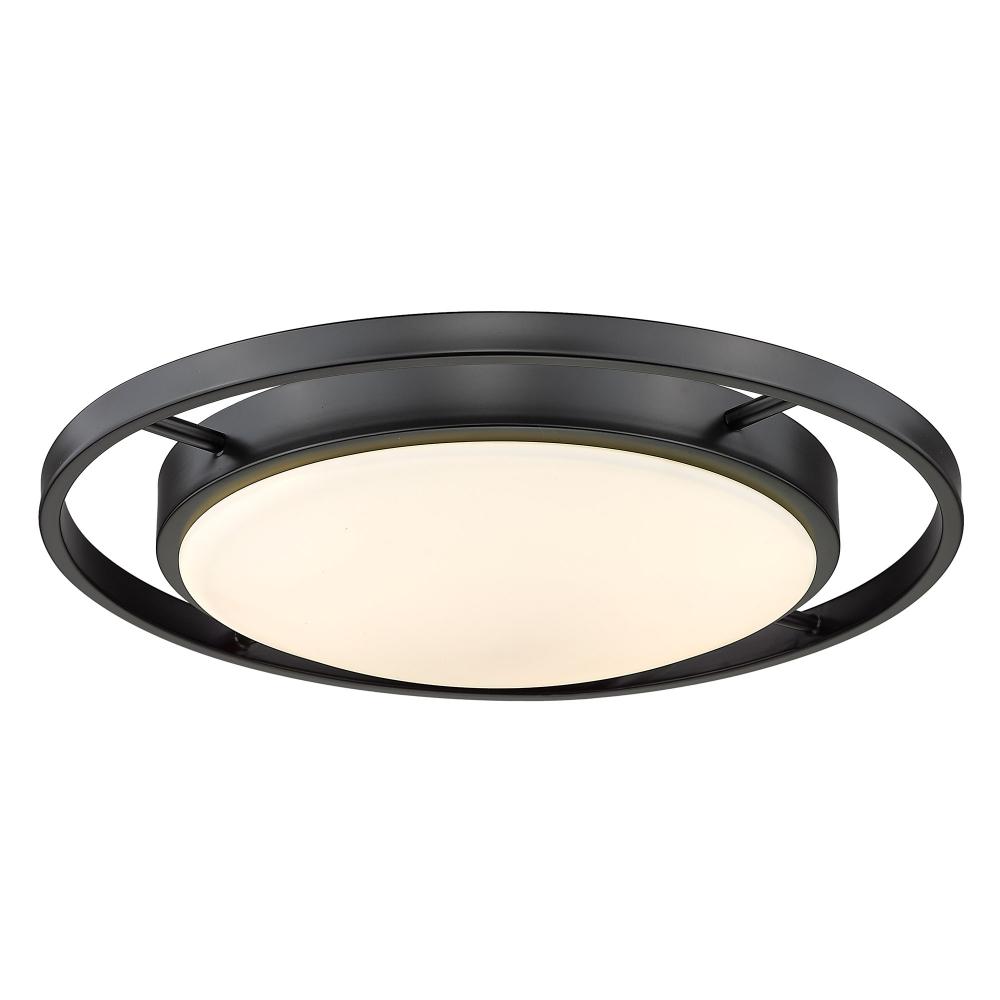 Astra 17&#34; Flush Mount in Matte Black with Opal Glass