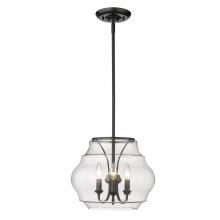 Golden 1087-3P BLK-CLR - Annette BLK 3 Light Pendant in Matte Black with Clear Glass Shade