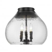 Golden 1094-3FM BLK-HCG - Ariella BLK 3 Light Flush Mount in Matte Black with Hammered Clear Glass Shade