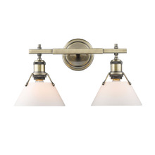 Golden 3306-BA2 AB-OP - <p>Orwell AB 2 Light Bath Vanity in Aged Brass with Opal Glass Shades</p>