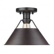 Golden 3306-FM BLK-RBZ - Orwell BLK Flush Mount in Matte Black with Rubbed Bronze shade