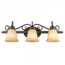 Golden 4074-3 RBZ - Belle Meade 3 Light Bath Vanity in Rubbed Bronze with Tea Stone Glass