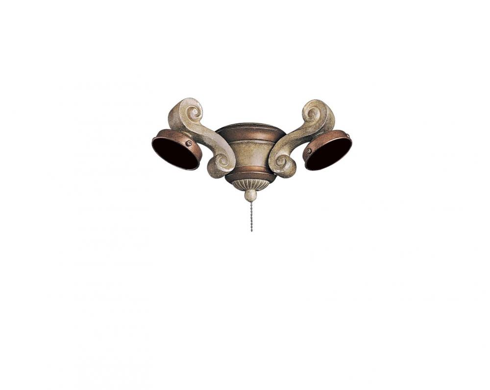 Three Light Etruscan Gold Fan Light Kit