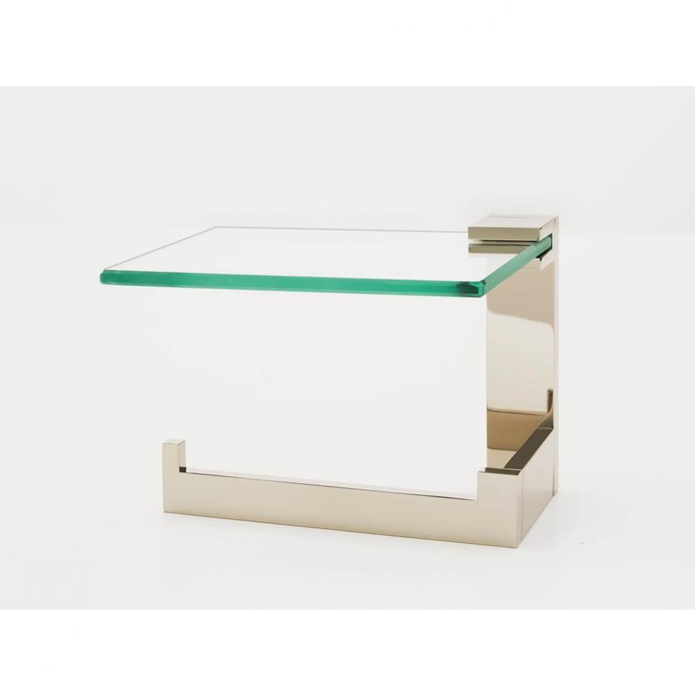 Left hand single post Tissue Holder w/ Glass Shelf