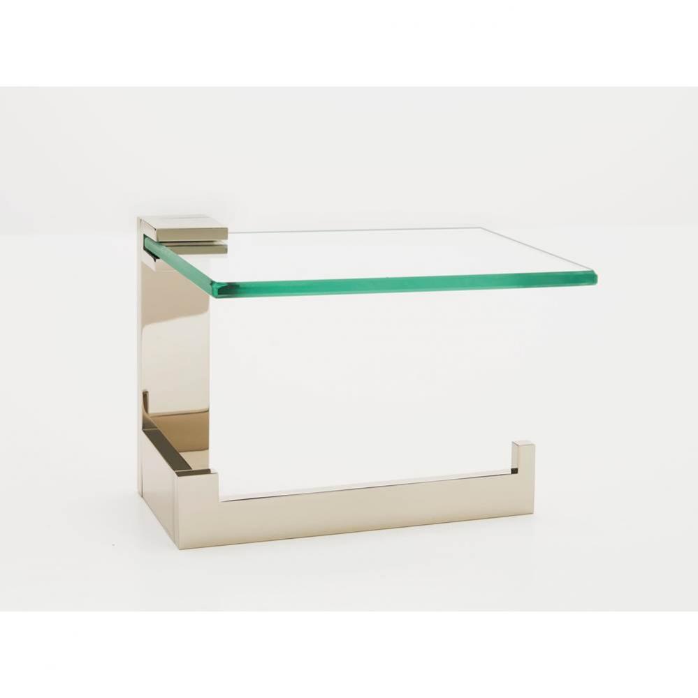 Right hand single post Tissue Holder w/ Glass Shelf