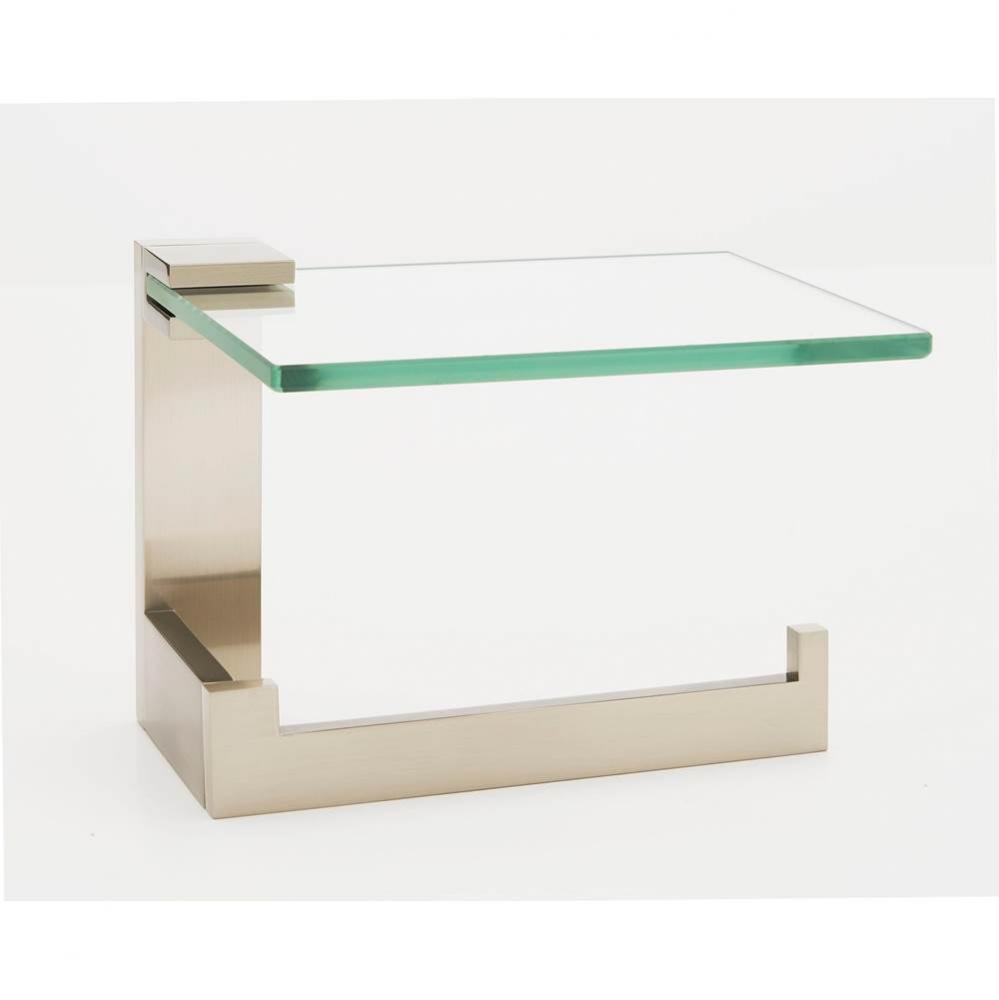 Right hand single post Tissue Holder w/ Glass Shelf