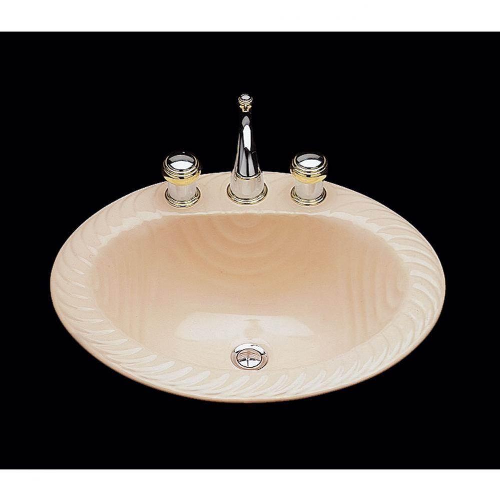 Doris, Single Glazed, Large Oval Lavatory, Wave Pattern, Overflow, Drop In Only