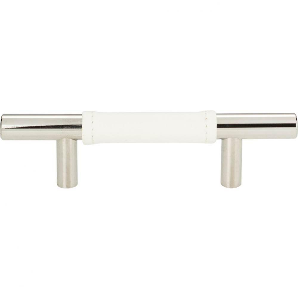 Zanzibar White Leather Pull 3 Inch (c-c) Polished Chrome