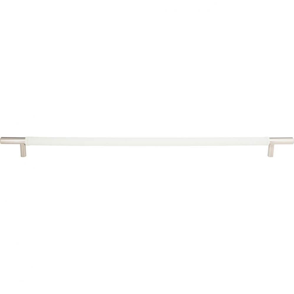 Zanzibar White Appliance Pull 17 Inch (c-c) Leather Polished Chrome