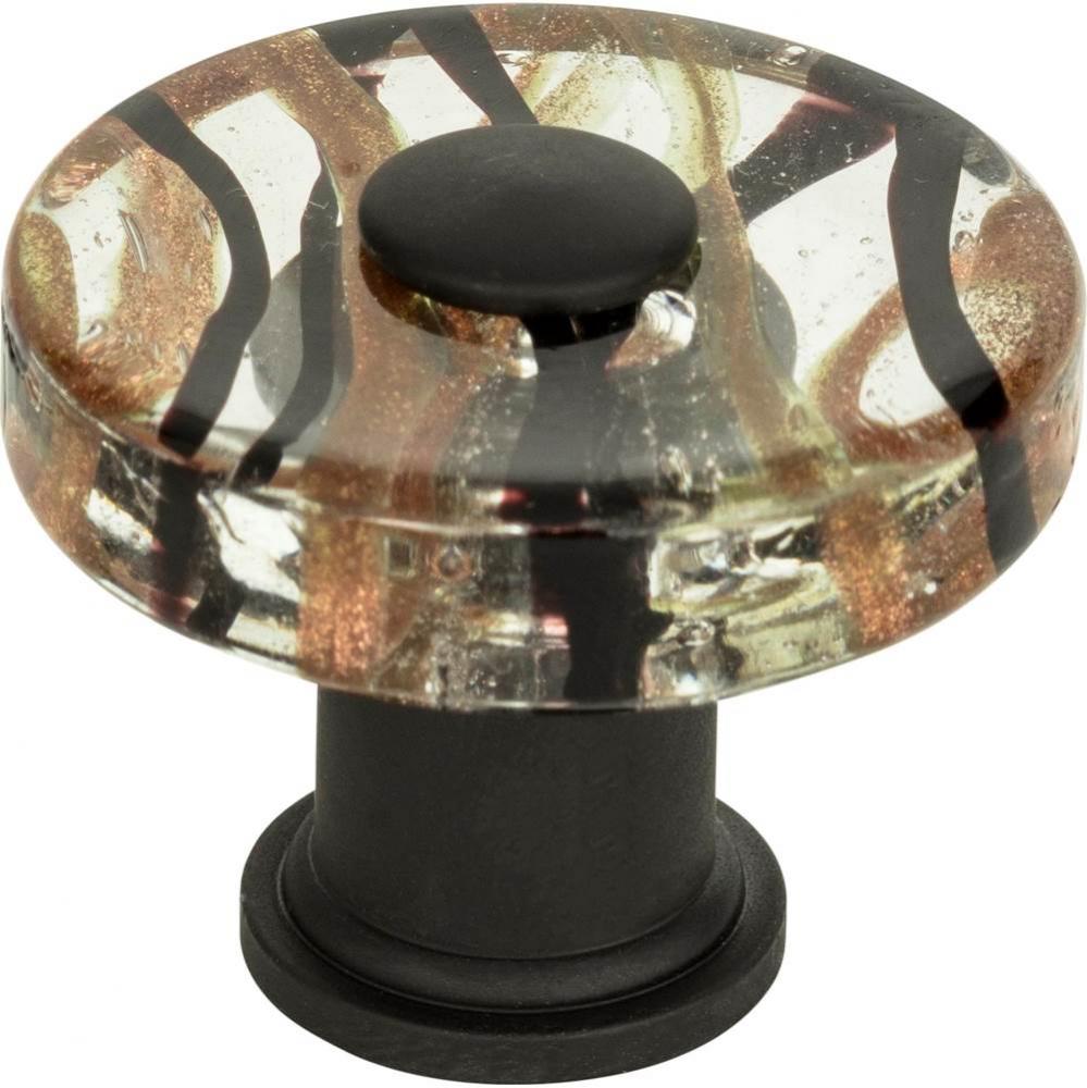 Milky Way Glass Round Knob 1 1/2 Inch Aged Bronze