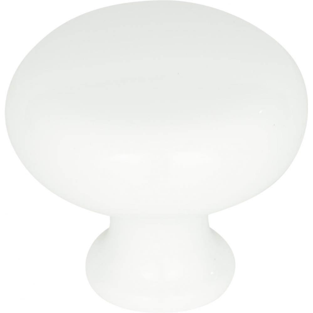 Round Knob 1 1/4 Inch High White Gloss