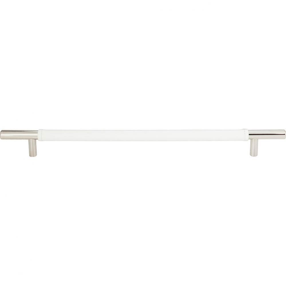 Zanzibar White Leather Pull 11 5/16 Inch (c-c) Polished Chrome