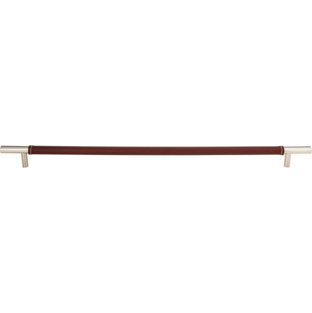 Zanzibar Brown Appliance Pull 17 Inch (c-c) Leather Polished Chrome