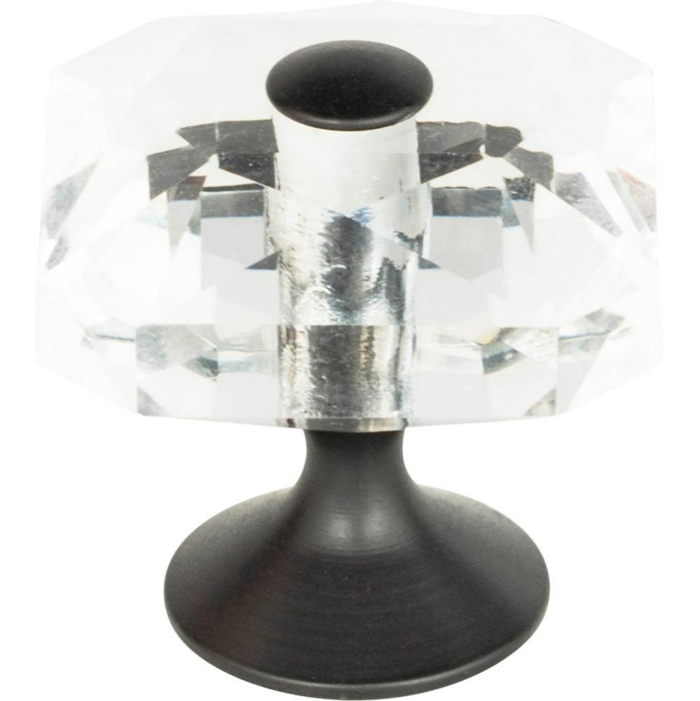 Crystal Large Square Knob 1 1/2 Inch Matte Black