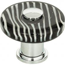 Atlas 3224-CH - Zebra Glass Round Knob 1 1/2 Inch Polished Chrome