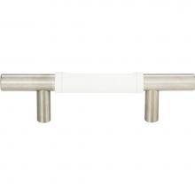 Atlas 280-WT-SS - Zanzibar White Leather Pull 3 Inch (c-c) Stainless Steel