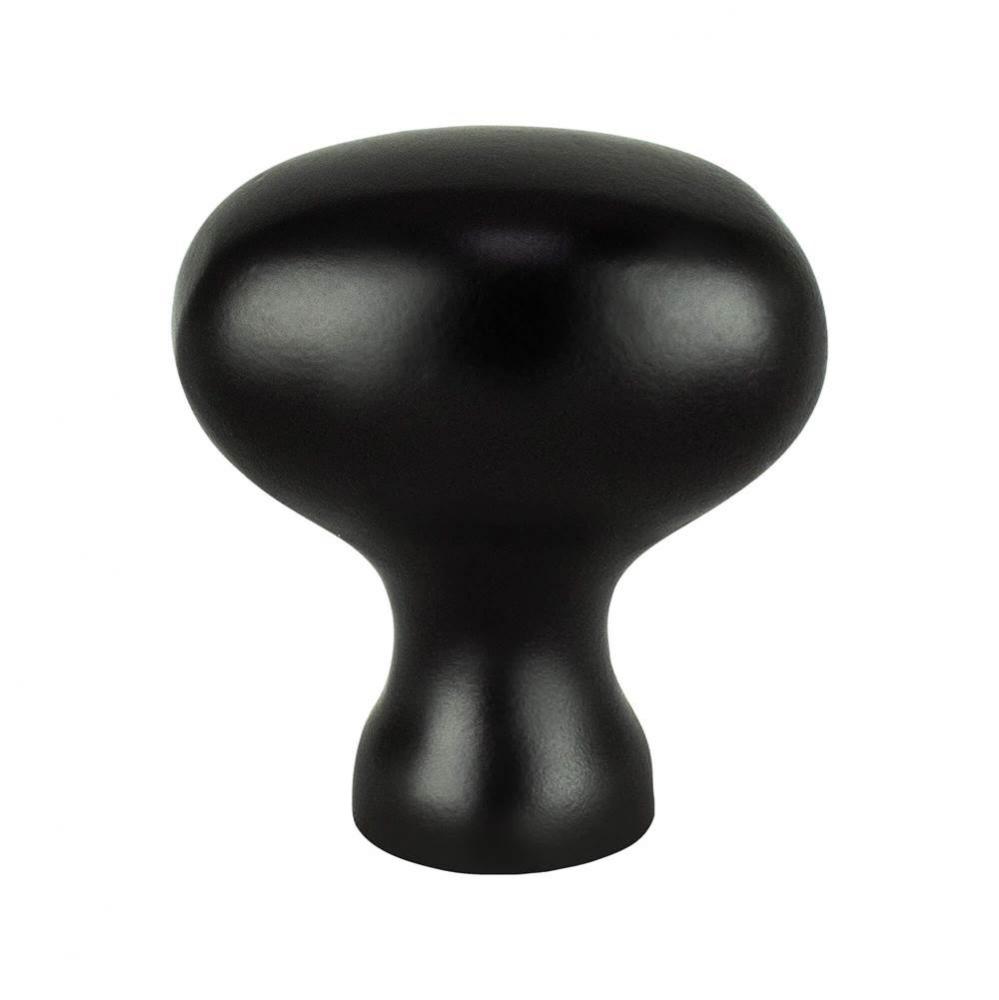 Transitional Advantage Three Matte Black Oval Knob - This knob has a tooth on the bottom.