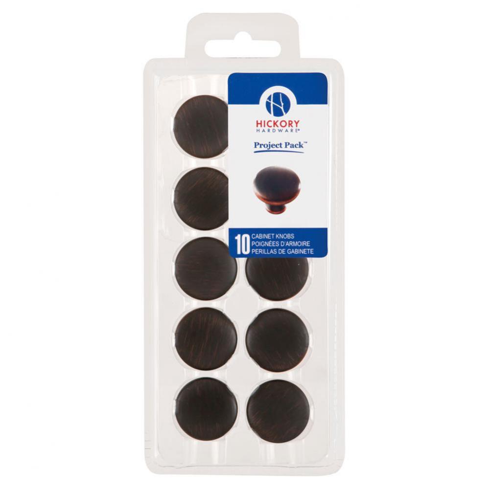 Project Pack Collection Knob 1-1/8&apos;&apos; Oil-Rubbed Bronze Highlighted Finish (10 Pack)