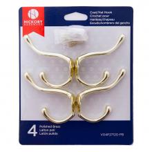 Hickory Hardware V04P27120-PB - Coat Hook Double 5/8 Inch Center to Center (4 Pack)