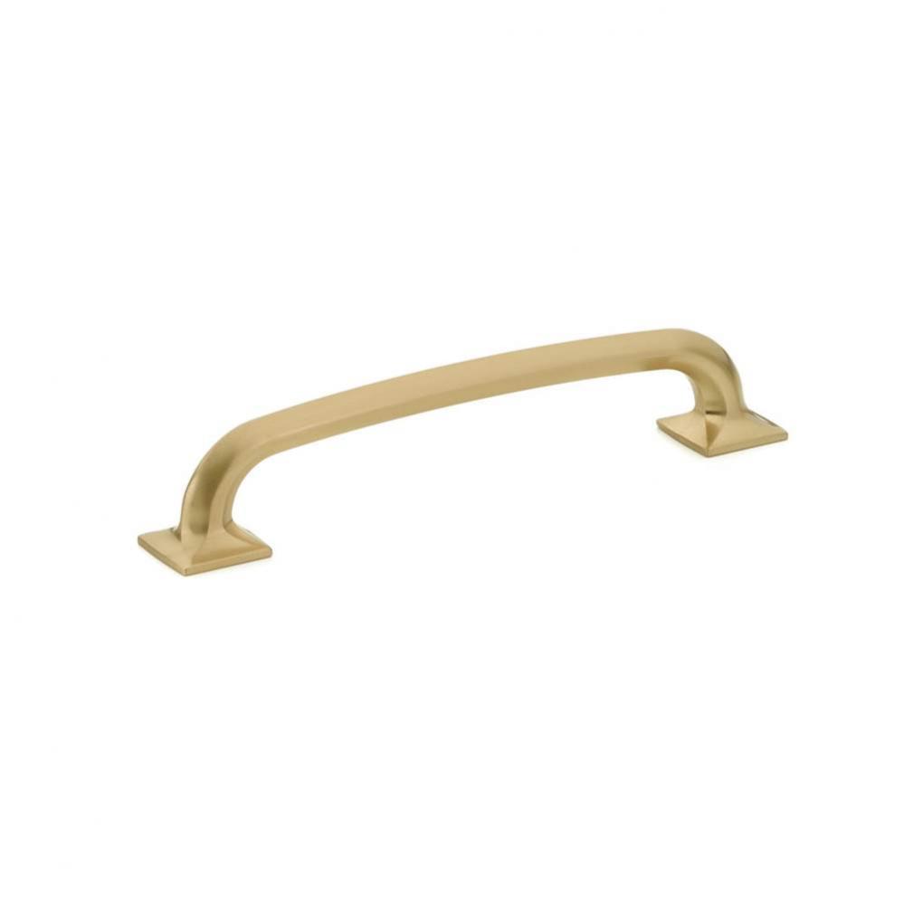 Pull, Square Bases, Signature Satin Brass, 6&apos;&apos; cc