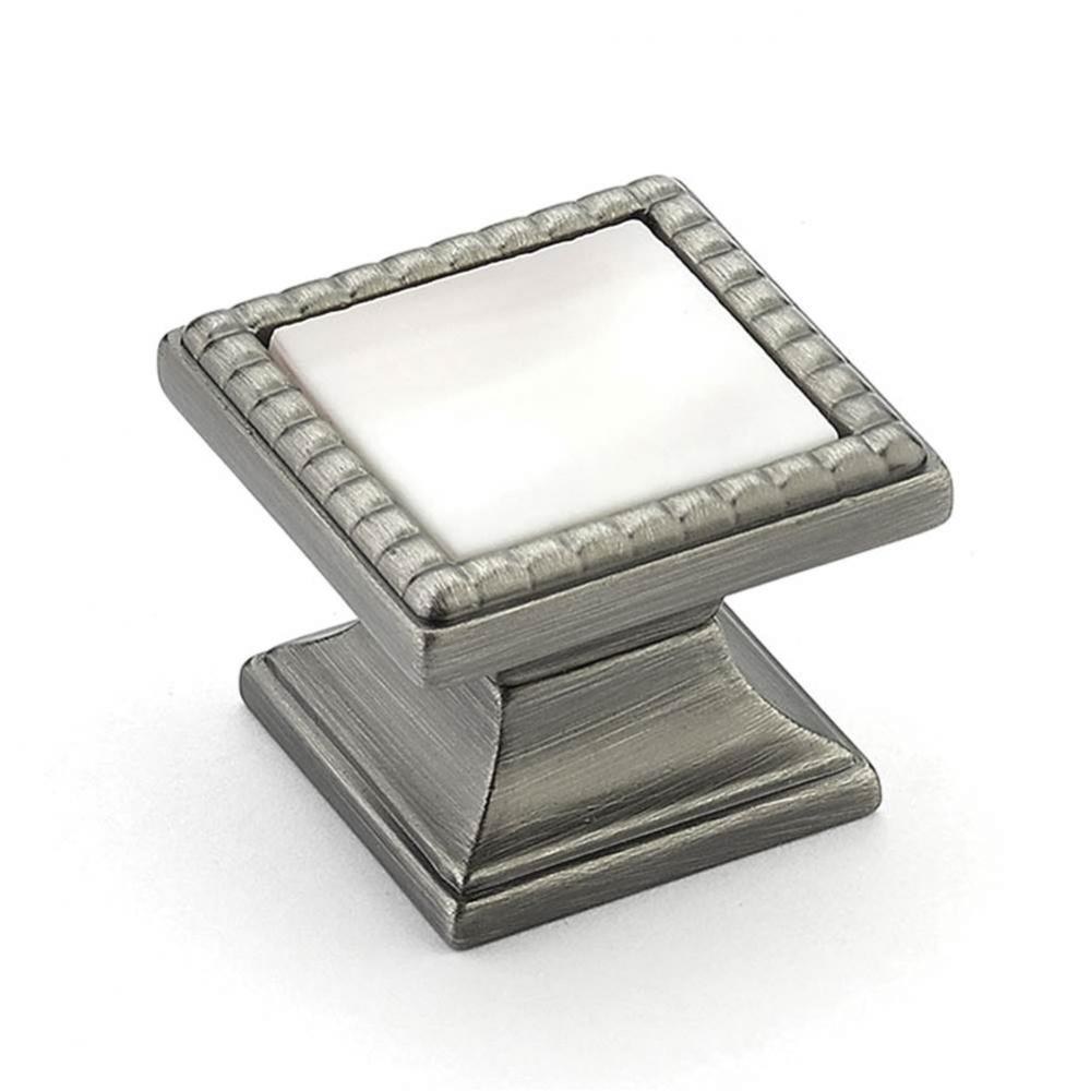 Knob, Square, Antique Nickel, Champagne Glass, 1-1/4&apos;&apos; dia