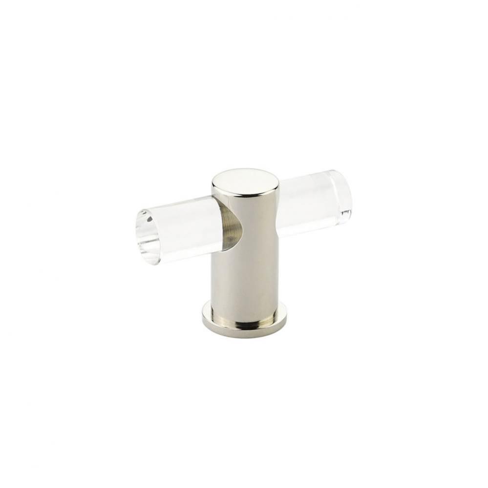 T-Knob, Adjustable clear acrylic, Polished Nickel, 2&apos;&apos;