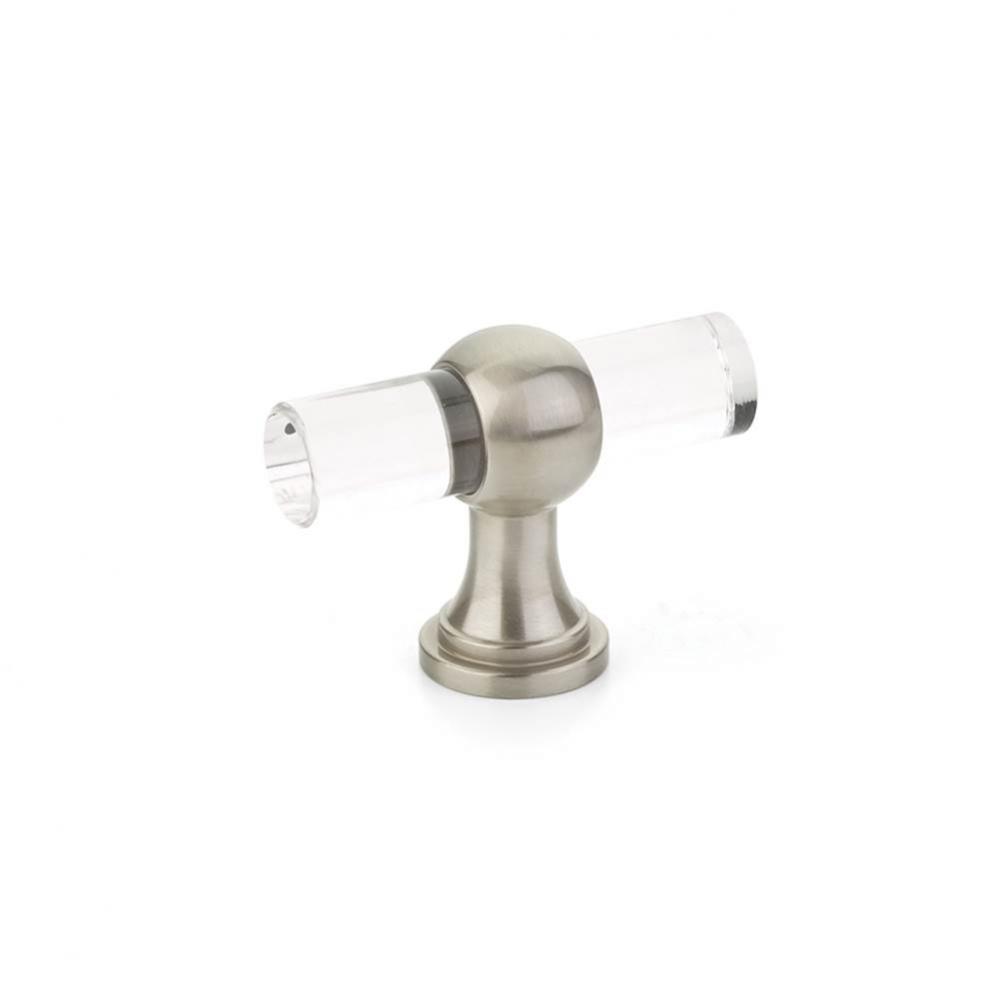 T-Knob, Adjustable Clear Acrylic, Satin Nickel, 2&apos;&apos;