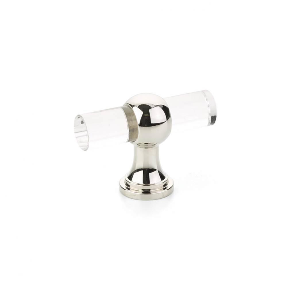 T-Knob, Adjustable Clear Acrylic, Polished Nickel, 2&apos;&apos;