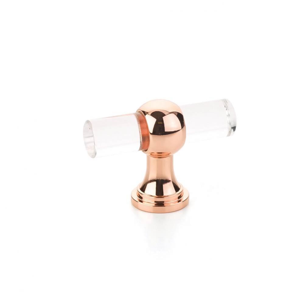 T-Knob, Adjustable Clear Acrylic, Polished Rose Gold, 2&apos;&apos;