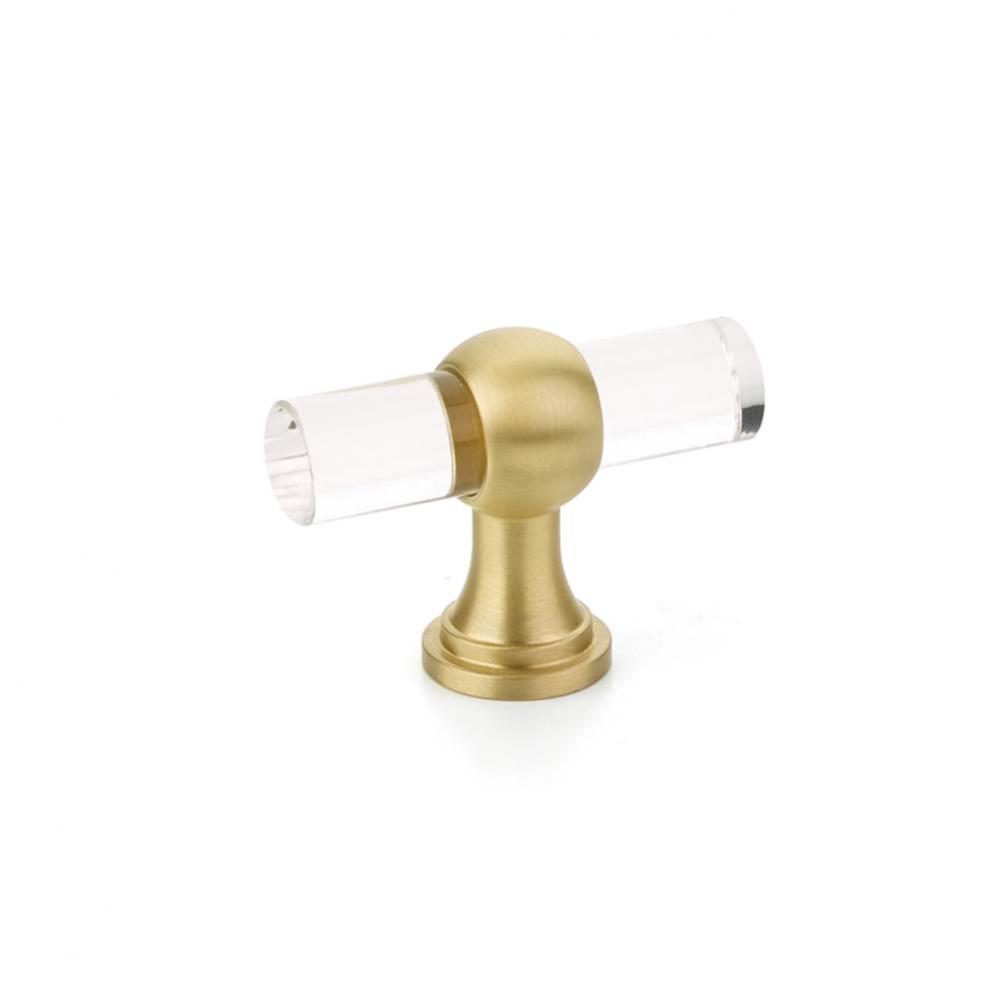 T-Knob, Adjustable Clear Acrylic, Satin Brass, 2&apos;&apos;