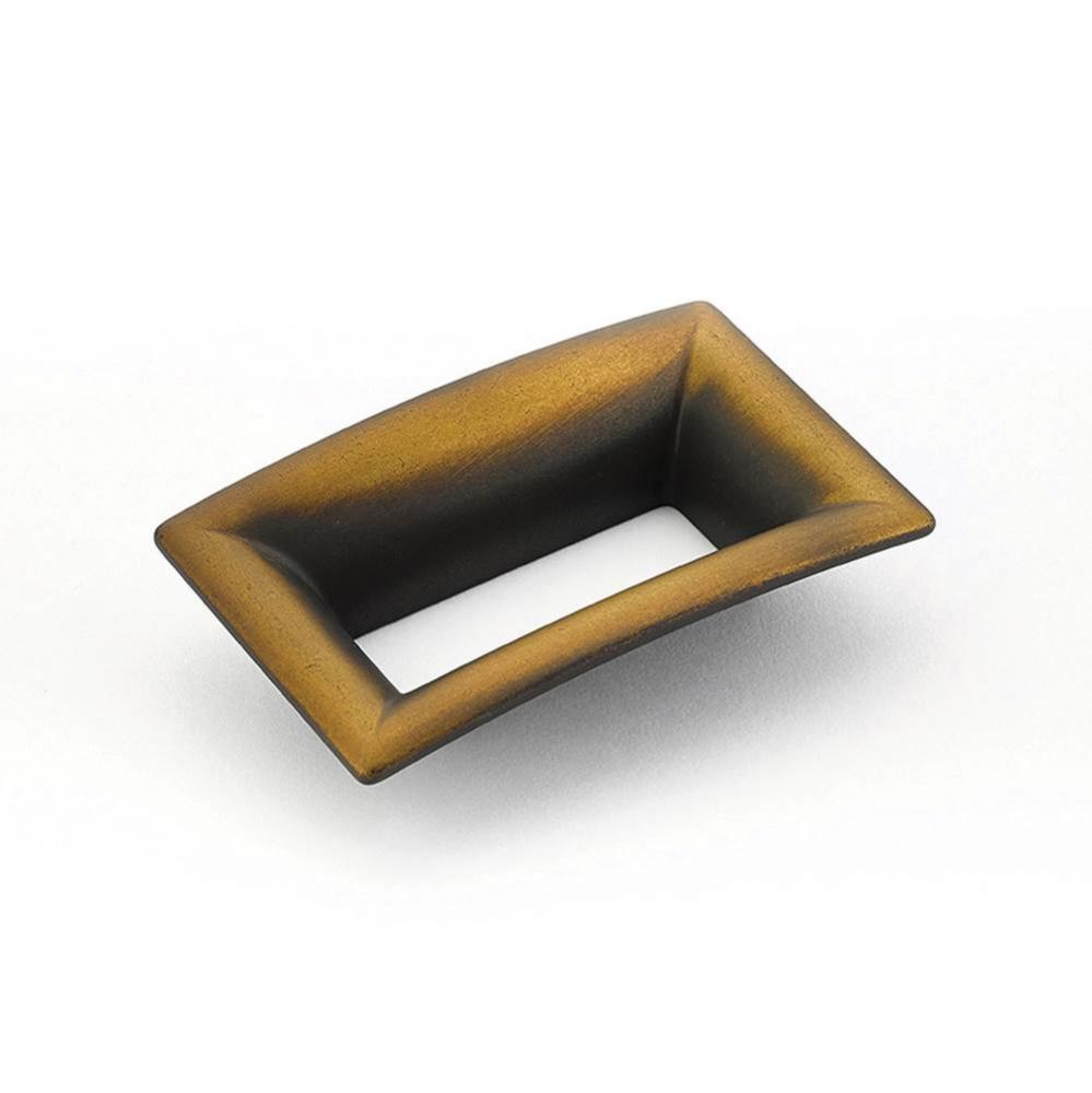 Pull, Flared Rectangle, Burnished  Bronze, 64 mm cc