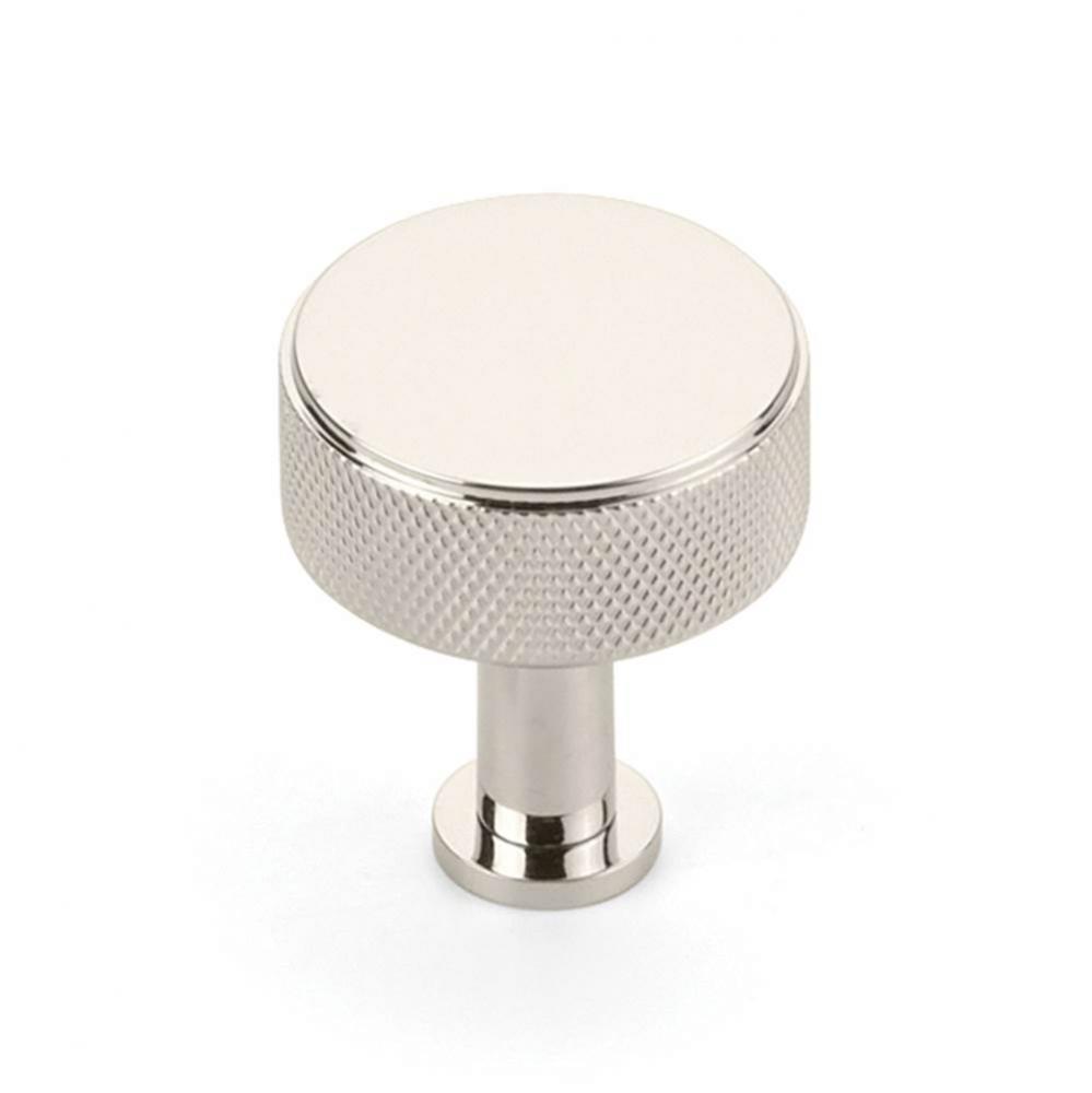 Pub House, Knob, Knurled, Polished Nickel, 1-1/4&apos;&apos; cc