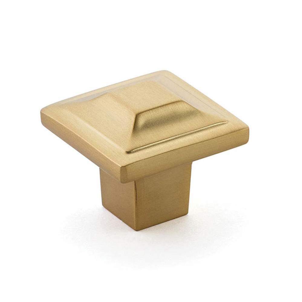 Knob, Square, Signature Satin Brass, 1-1/4&apos;&apos; dia