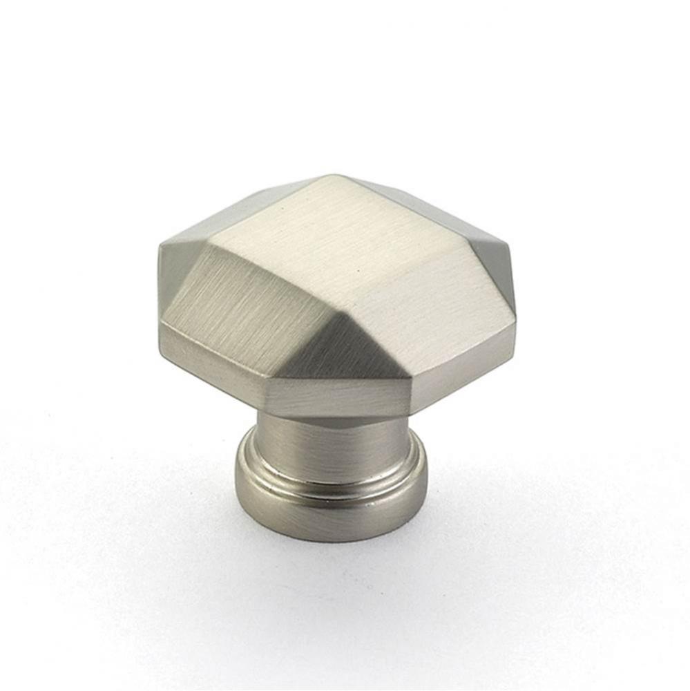 Knob, Faceted, Satin Nickel, 1-1/4&apos;&apos; dia