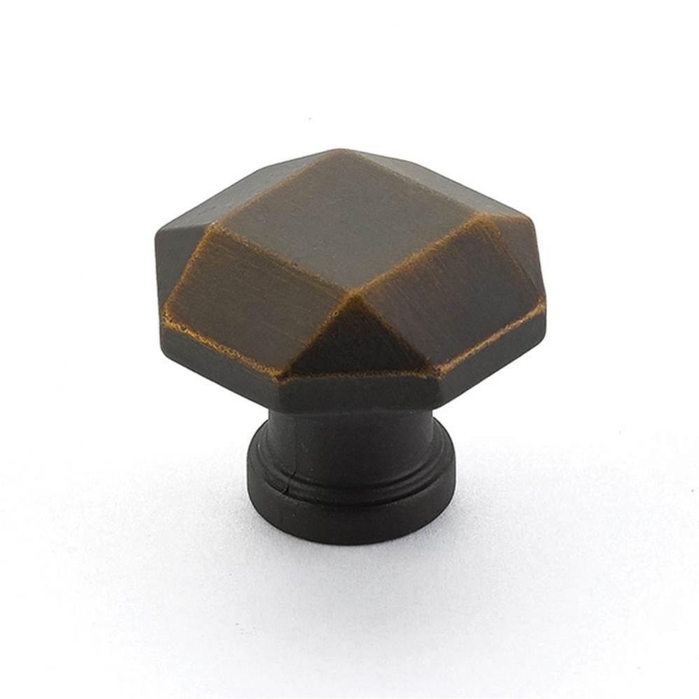 Knob, Faceted, Ancient Bronze, 1-1/4&apos;&apos; dia