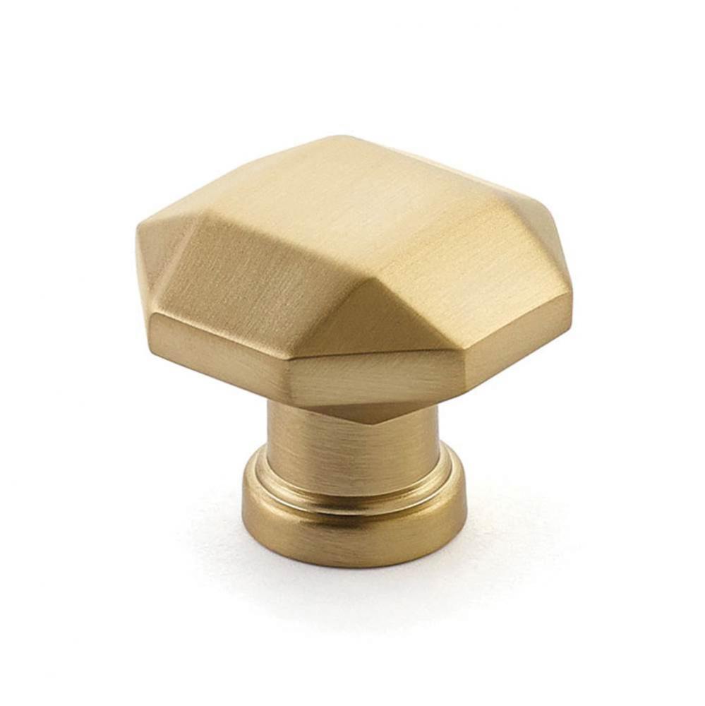 Knob, Faceted, Signature Satin Brass, 1-1/4&apos;&apos; dia