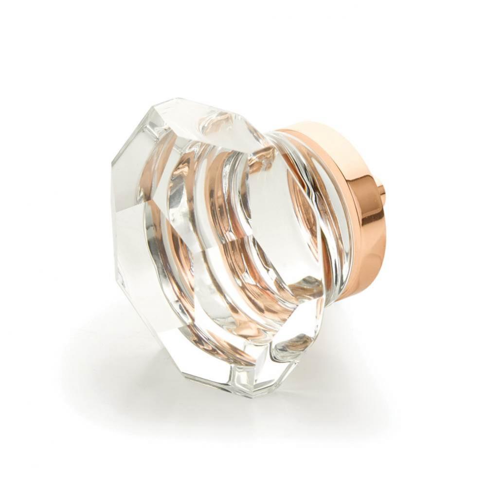 Faceted Dome Glass Knob, Polished Rose Gold, 1-3/4&apos;&apos; dia