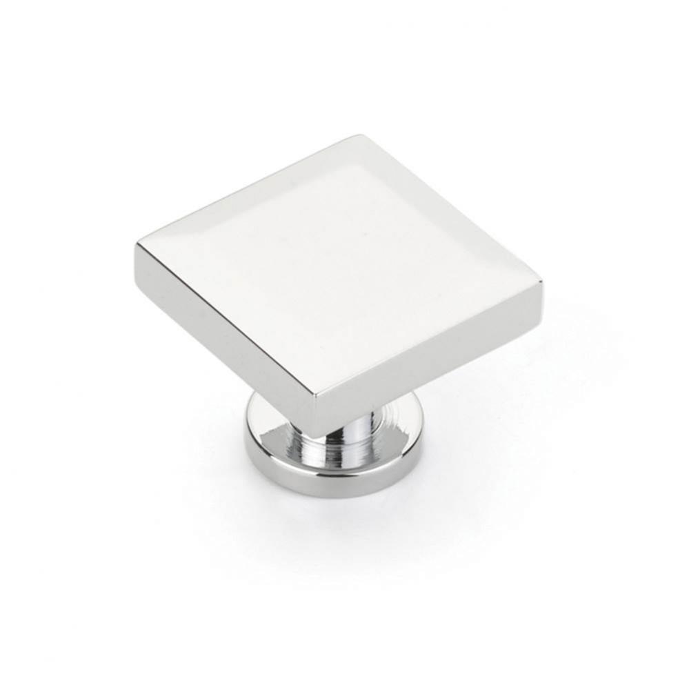 Square Knob, Polished Chrome, 1-1/4&apos;&apos;