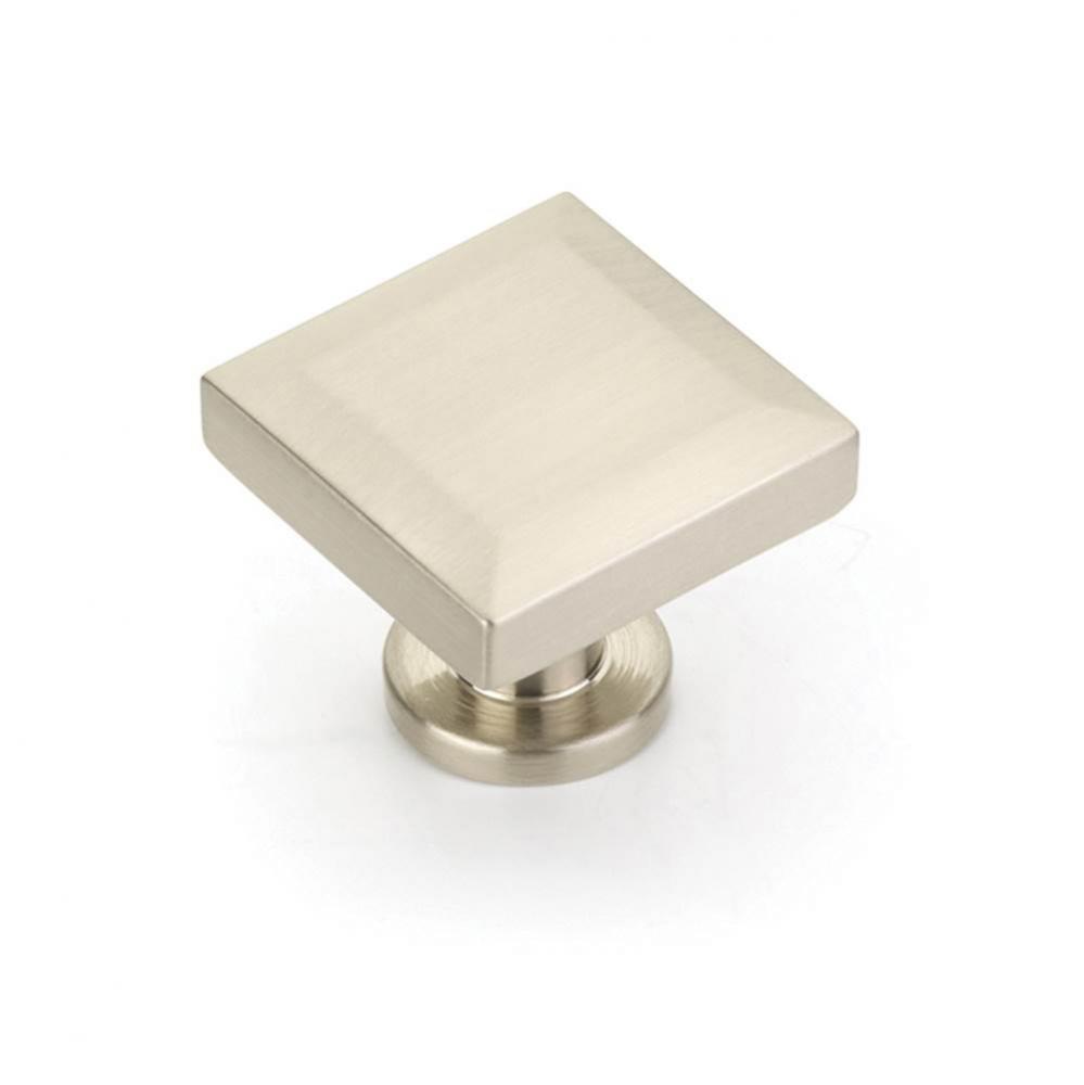 Square Knob, Brushed Nickel, 1-1/4&apos;&apos;