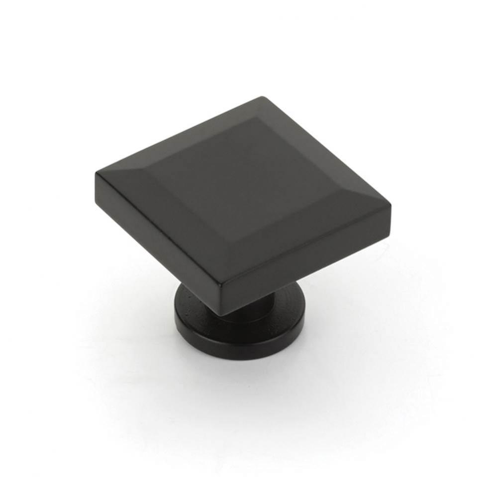 Square Knob, Matte Black, 1-1/4&apos;&apos;