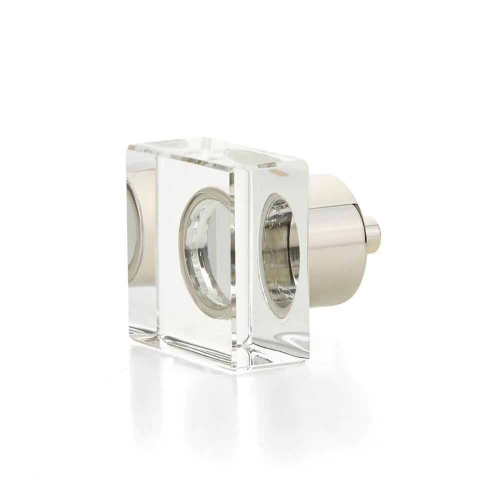 Square Glass Knob, Polished Nickel, 1-1/4&apos;&apos;