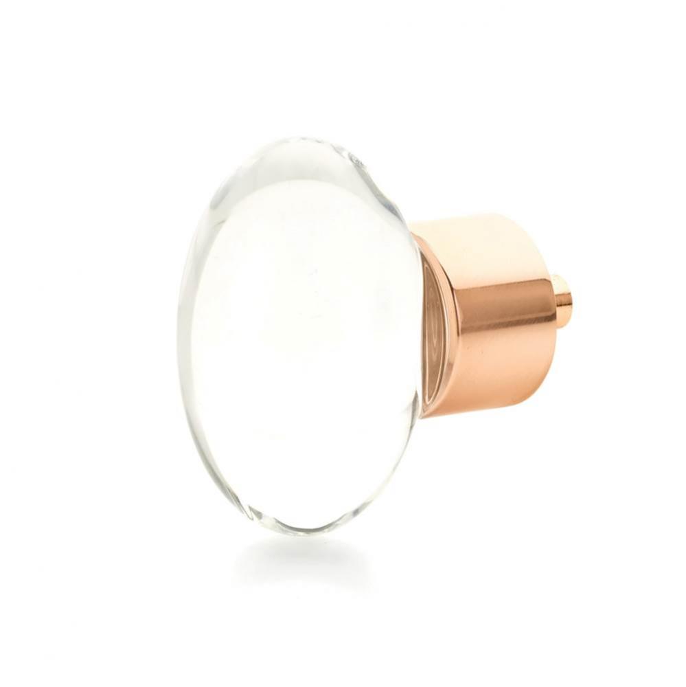 Oval Glass Knob, Polished Rose Gold, 1-3/4&apos;&apos; dia