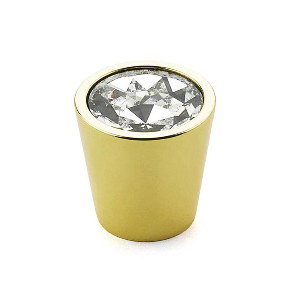 Knob, Cylinder Glass, Polished Brass, 1-1/16&apos;&apos; dia