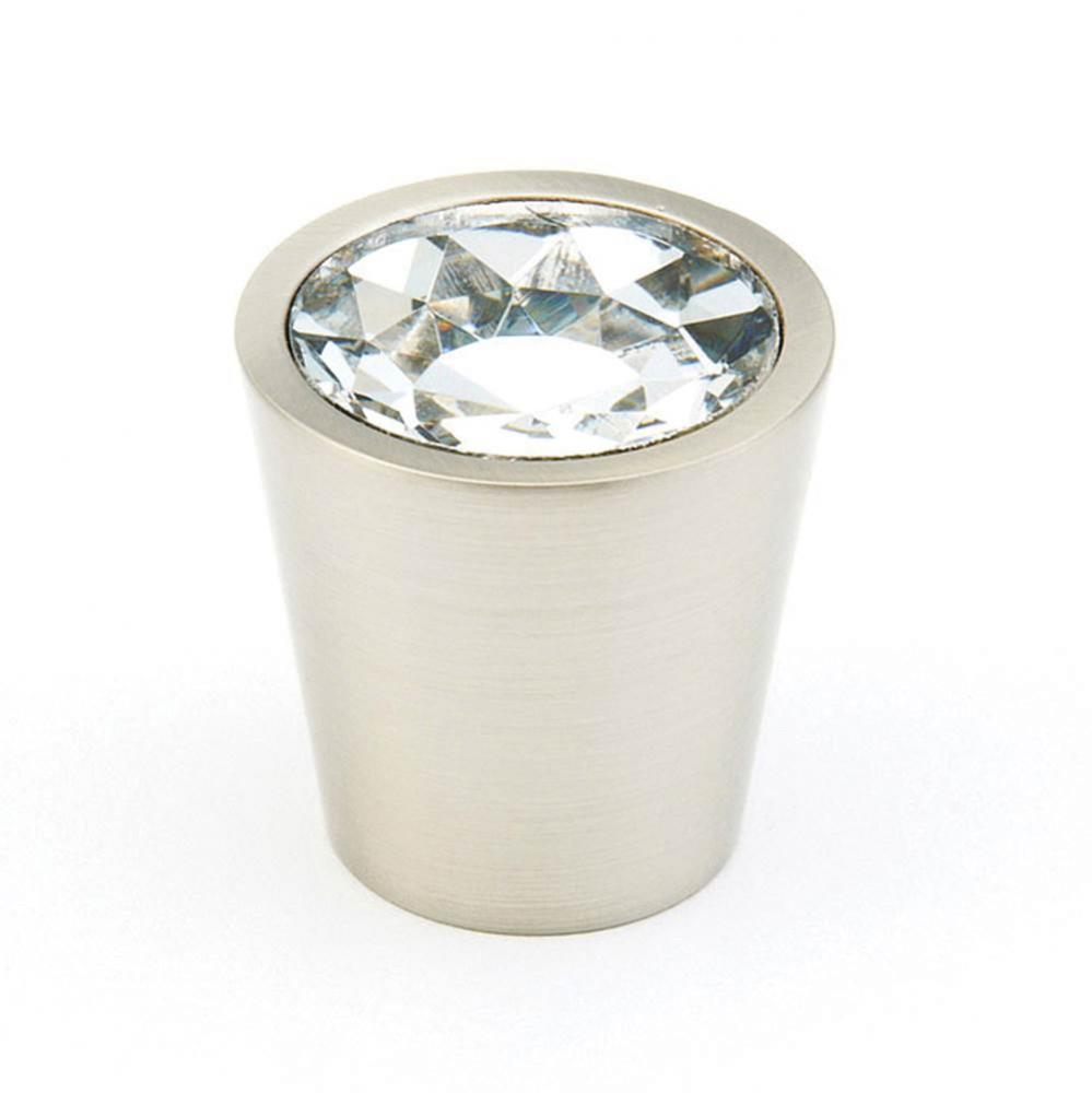 Knob, Cylinder, Clear, Satin Nickel 1-1/6&apos;&apos; dia