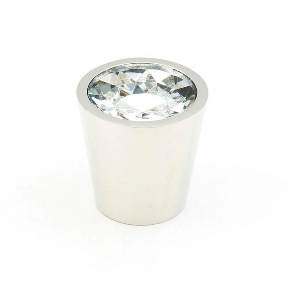 Knob, Cylinder, Clear, Polished Nickel 1-1/6&apos;&apos; dia