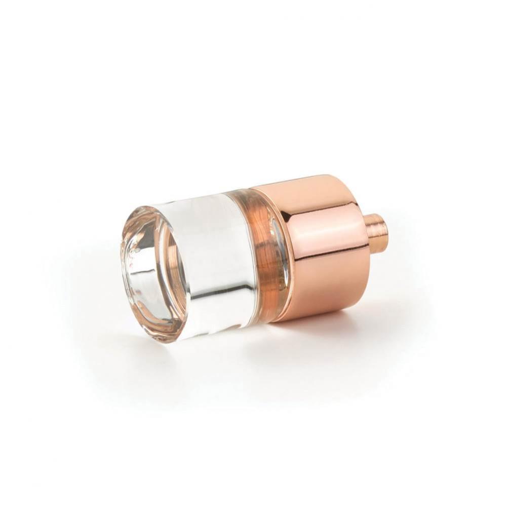 Cylinder Glass Knob, Polished Rose Gold, 7/8&apos;&apos; dia