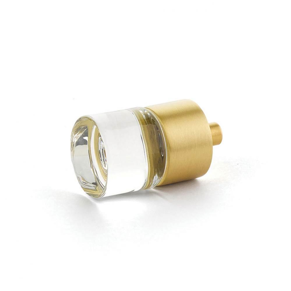 Knob, Cylinder Glass, Satin Brass, 7/8&apos;&apos; dia